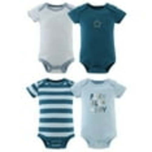 The Peanutshell Star Stripe Set Baby Bodysuit for 3-6 Months, 4-Pack