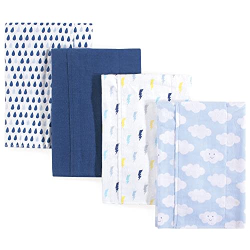 Luvable Friends Unisex Baby Cotton Flannel Burp Cloths, Boy Clouds, One Size