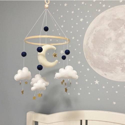Moon and Stars Mobile with Cow Add On