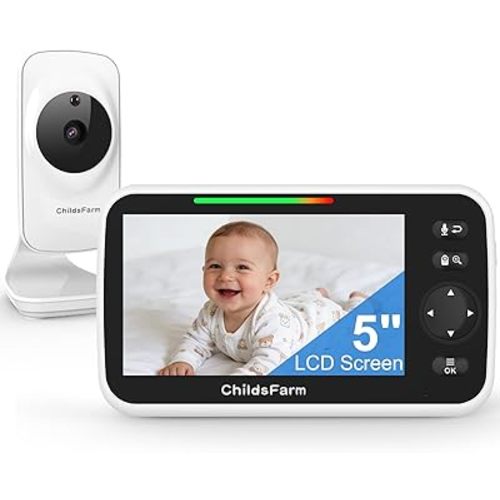 Baby Monitor with Camera and Audio - 5 inch Screen Portable Baby Camera Monitor No WiFi with Temperature Sensor and 1000ft Long Range, Night Vision, VOX, 2-Way Talk, 8 Lullabies, for New Parents