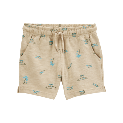 Toddler Beach Print Pull-On French Terry Shorts - Khaki - Carter's | Carter's