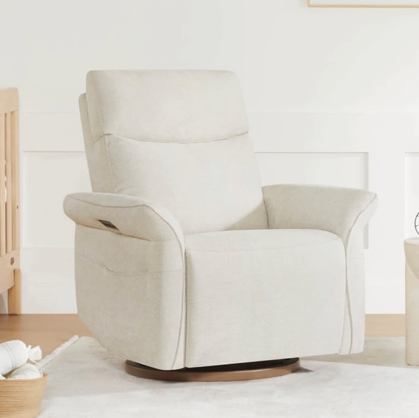 Vinca Modern Power Swivel Glider Recliner with Power Lumbar & Headrest