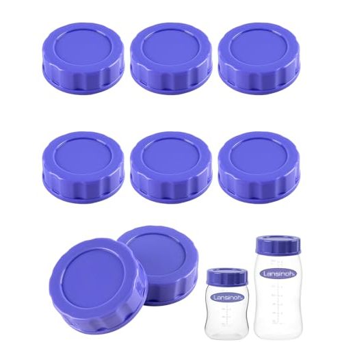Baby Bottle Caps Compatible with Lansinoh Bottles, Travel and Storage Bottle Lids Replacement, 8 Count, Purple
