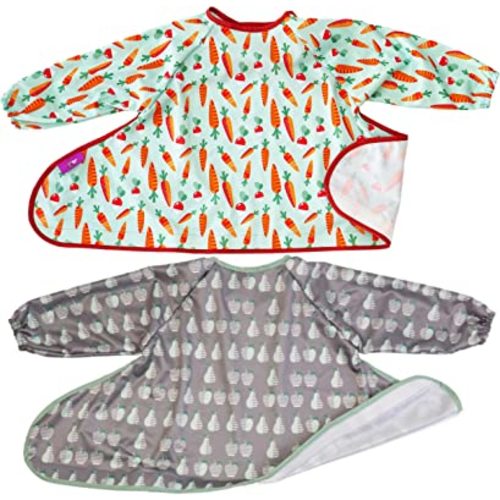 Tidy Tot Bib Pack 2 for Bib & Tray Kit. Unisex. One Size fits 6 Months - 2 Years. Waterproof. Adjustable Fit. Long Sleeved