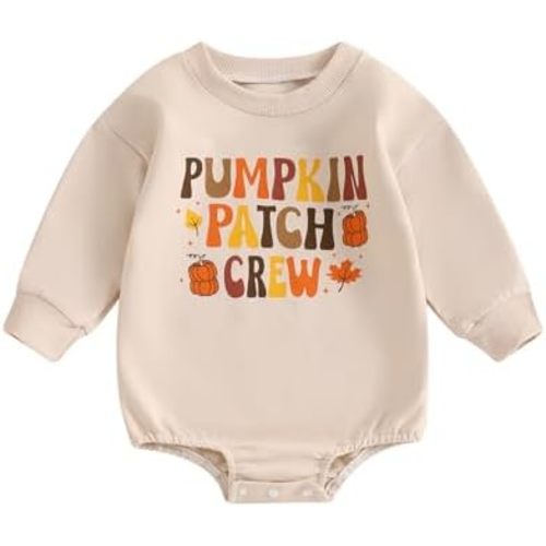 Baby Girl Halloween Outfit Fall Newborn My First Halloween Outfits Infant Sweatshirt Bubble Romper Pumpkin Clothes