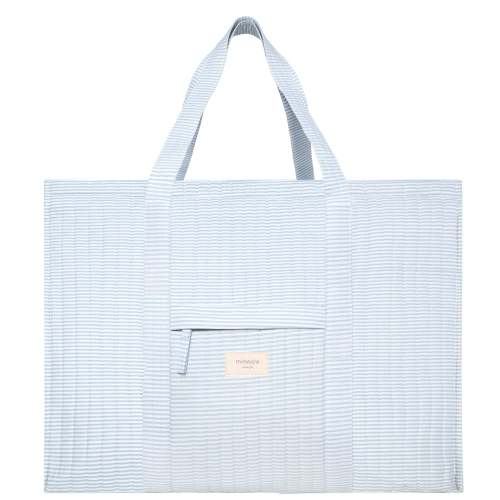 Powder Blue Stripe Overnighter Tote