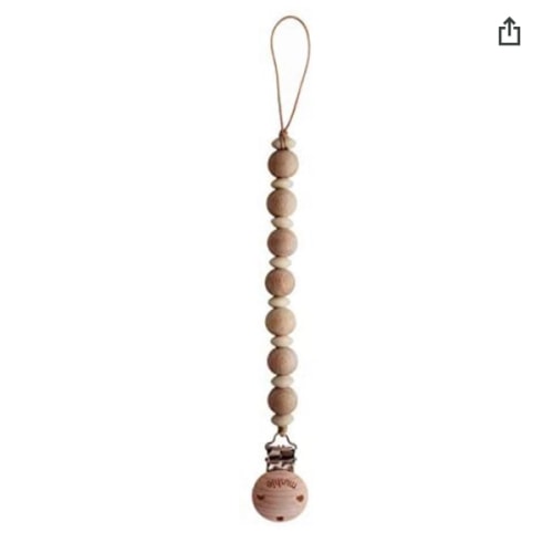mushie Pacifier Clip Holder | Ari (Wood)