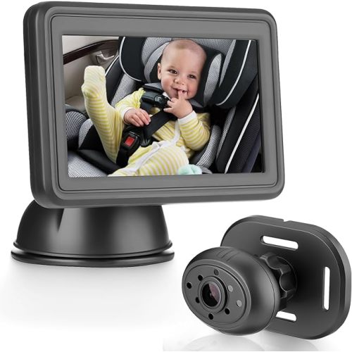 Baby Car Mirror with 4.3'' HD Night Vision Function Display, Safety Car Seat Camera for Infant Newborn,Baby Mirror with Clear Vision & 360° Rotation,Shatterproof & Easy Installation for All Vehicles