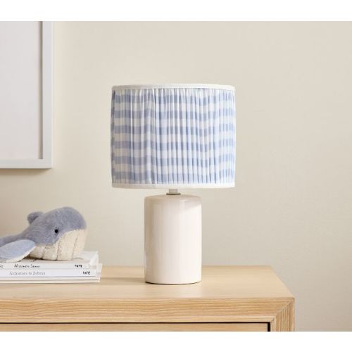 Chambray Gingham Pleat Table Lamp (13")