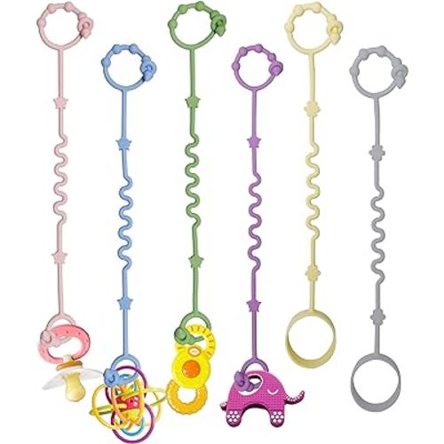 Toy Straps for Baby,RTMOK 6pcs Silicone Setpacifier Clip,Applies to Car Seat Toy,Teether Toy,High Chair,Stroller Accessories,Baby Toy Clips,Cribs,Rocking Chair,Silicone Pacifier Clip