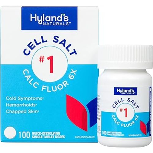 Hyland's Cell Salt No. 1 Calc Fluor 6X Tablets, Natural Relief of Colds, Hemorrhoids and Chapped Skin, Quick Dissolving Tablets, 100 Count