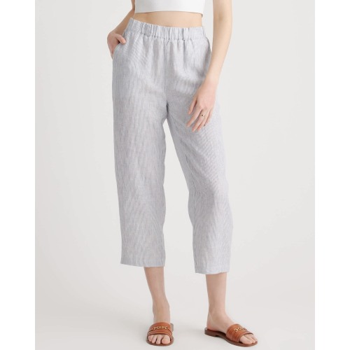 100% European Linen Pants in Blue Pinstripe