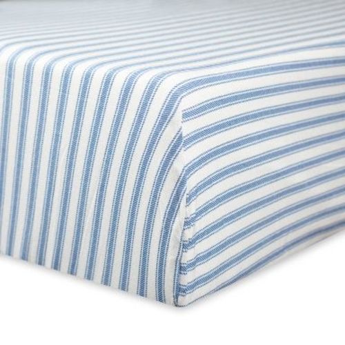 Honest Baby Organic Cotton Fitted Crib Sheet - Blue Ticking Stripe