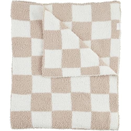 Mud Pie Children's Taupe Check Chenille Blanket