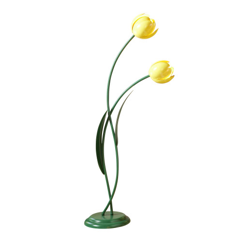 Yellow Metal Tulip Figural 2 Light Floor Lamp