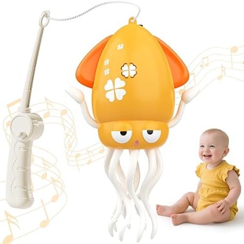Dancing Octopus Baby Toy: Tummy Time Toys Electric Crawling Squid 3 4 5 6 7 8 9 10 11 12 Year Old Boy Learning Walking 3-6 Toddler Age 36 Months Music Development Kids Girl 1st Birthday Gifts (Yellow)