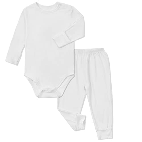 Aablexema Baby Bodysuit and Pant Set Rayon - Unisex Infant Long Sleeve Bodysuit & Pant Clothes Set