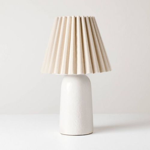 Ceramic Lamp with Scallop Shade Sour Cream/Oatmeal - Hearth & Hand™