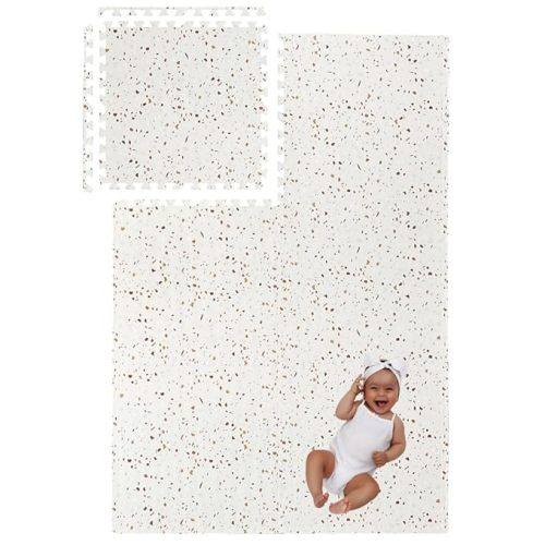 Clay Terrazzo Play Mat for Babies, Children and Toddlers, 4x6 Feet, Interlocking Foam Tiles, Soft Non-Toxic Foam