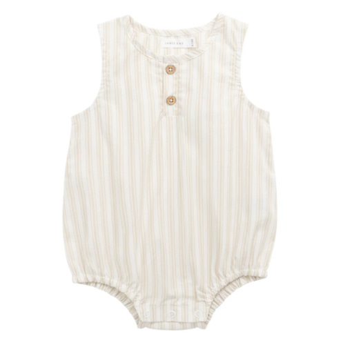 Organic Cotton Archie Playsuit - Variegated Stripe Foam – Jamie Kay USA