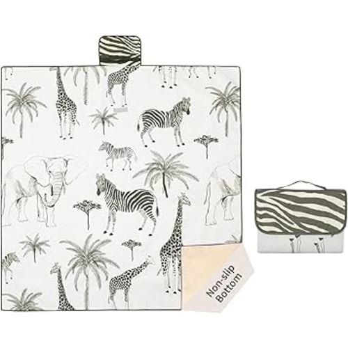 Insular Baby Splat Mat for Under High Chair/Arts/Crafts, Anti Slip and Waterproof Splash Mat for Floor, Portable Picnic Mat, 51x51 Inch, Safari