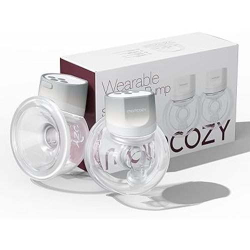 Momcozy Hands-Free Breast Pump S12 Pro, Wearable & Portable Pump with Soft DoubleFit Flange, 3 Modes | 9 Levels Double Electric Pump, Smart Display, 24mm, 2 Pack, Cozy Grey