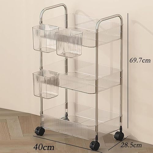 3-Tier Utility Rolling Cart, Plastic Storage Rack with Wheels, Multi-Functional Storage Organizer Cart with 3 Baskets and Handles for Office,Living Room, Kitchen, Bathroom : Amazon.com.au: Home