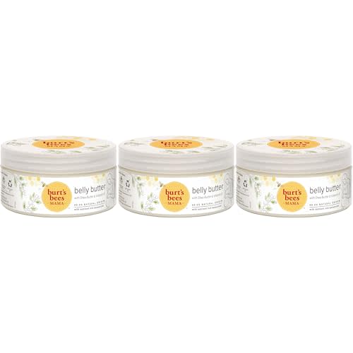 Burt's Bees Mama Belly Butter Stretch Mark Cream for Pregnancy Massages Body & Reduces Scar Appearance, Prenatal & Postnatal Tummy Skin Care, Shea Butter & Vitamin E Rich Formula, 6.5 Oz (Pack of 3)