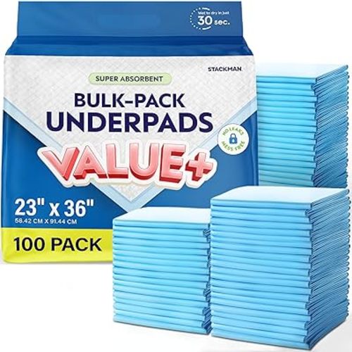 Chucks Pads Disposable [100-Pack] Adult Incontinence Underpads 23"x 36" Large Absorbent Fluff Protective Bed Pads, Toddler Mattress Pads - Pee Pads for Pets, Kids & Adults - Dog & Puppy Training Pads