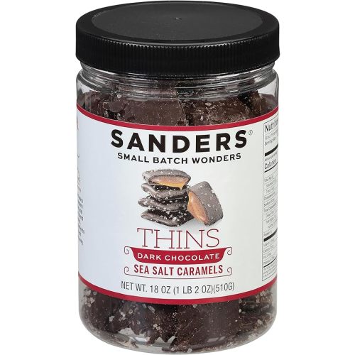 Sanders Dark Chocolate Sea Salt Caramel Thins - 18 oz. Tub