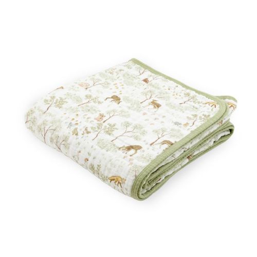 Little Unicorn Cotton Muslin Quilt Blanket - Woodland Friends: 47 x 47 Inches, Animals Pattern, 100% Cotton