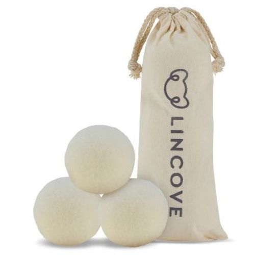 Lincove 100% Organic Wool Dryer Balls, 3 Pack - Natural Fabric Softener, Reusable Dryer Sheets Alternative, Reduces Drying Time & Static.