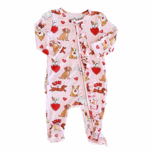 Valentine's Day Zipper Footies, 0-3mos
