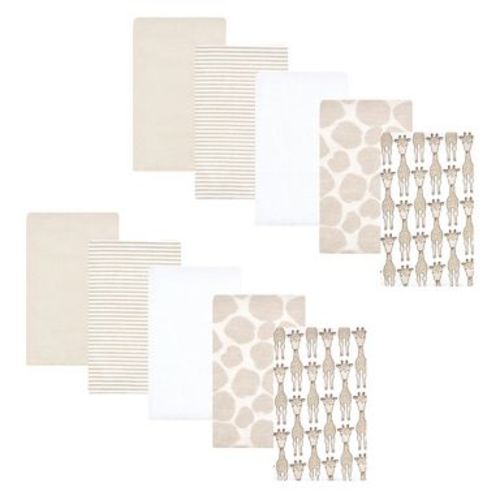 Hudson Baby Cotton Flannel Burp Cloths 10-Pack, Giraffe, One Size
