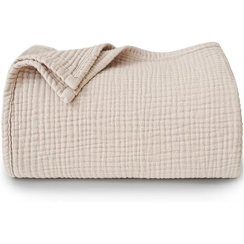 Muslin Baby Blanket for Boys and Girls, Cotton Receiving Swaddle Crib Blanket for Neutral Newborn - Soft & Breathable Baby Quilt (Fog)