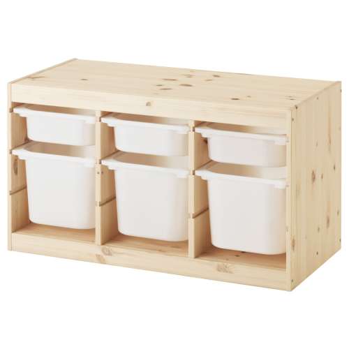 TROFAST Storage combination with boxes - light white stained pine/white 36 5/8x17 3/8x20 1/2 "