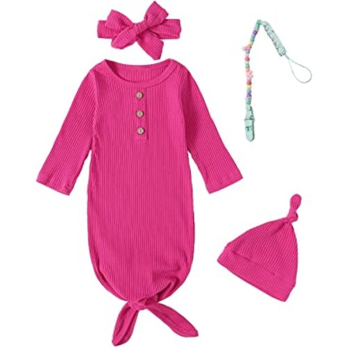 MoryGooder Newborn Cotton Nightgowns Neutral Baby Knotted Sleeper Baby Coming Home Outfit