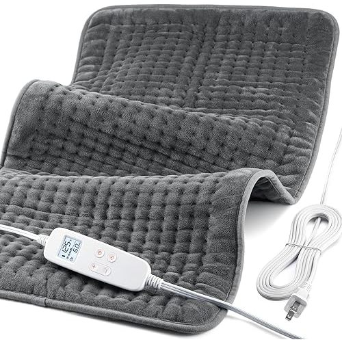 Heating Pad for Back Pain and Cramp Relief, Extra Large 17" x 33" Size Electric Heating Pad for Shoulder Neck Pain with 6 Temperature Level and 6 Timer Settings Auto Shut Off