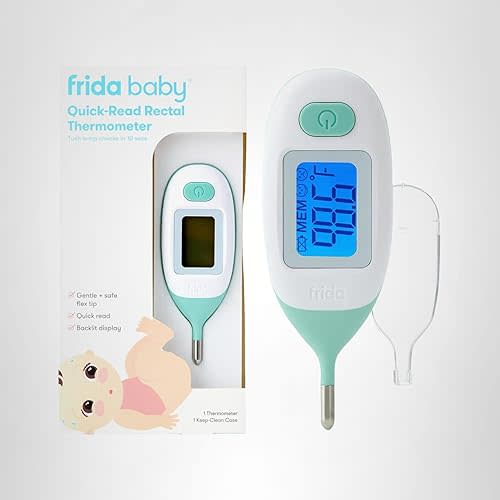 Frida Baby Rectal Thermometer for Babies, Digital Fever Thermometer for Babies, Newborns & Infants, Quick & Accurate Temperature Check, Water Resistant, Clear Case, Memory Holds Last 10 Readings