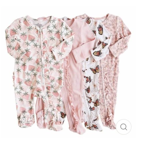 Ruffle Zipper Footies for Girls*