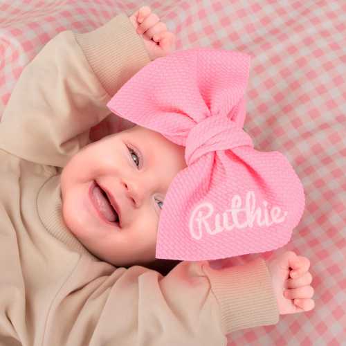 Personalized Baby Name Headband Bows, Embroidered Name Baby Headwrap,Baby Shower Gift,New Baby Headband,Baby Headband,Baby Bow,Baby Headwrap