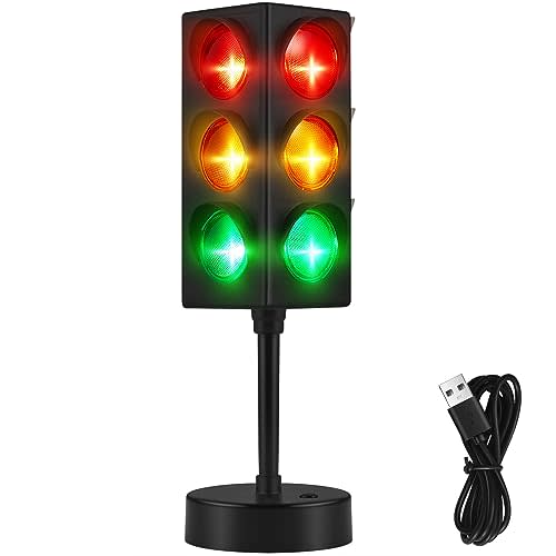 Yexiya Traffic Light Lamp Color Change 11 Inch Mini Stop Light Lamp Room Decor USB Cool Decorative Desk Lamp for Boys Girls Kids Room Party Decorations(1 Pcs)