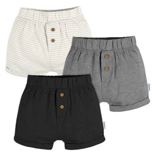 Gerber Neutral Baby Knit Shorts - 3-Pack, Color: Black, Size: 6-9 months