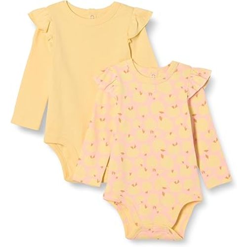 Amazon Essentials Baby Girls' Long-Sleeved Ruffle Bodysuits, Pack of 2