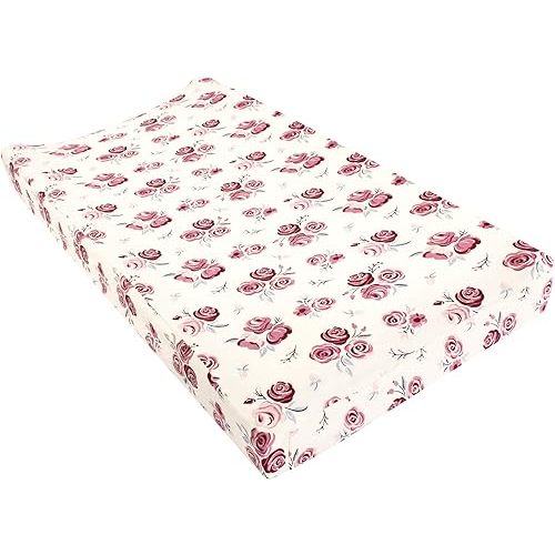 Hudson Baby Unisex Baby Changing Pad Cover, Rose, One Size