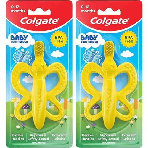 Colgate Baby Toothbrush and Teether, BPA Free –1 Count (Pack of 2)