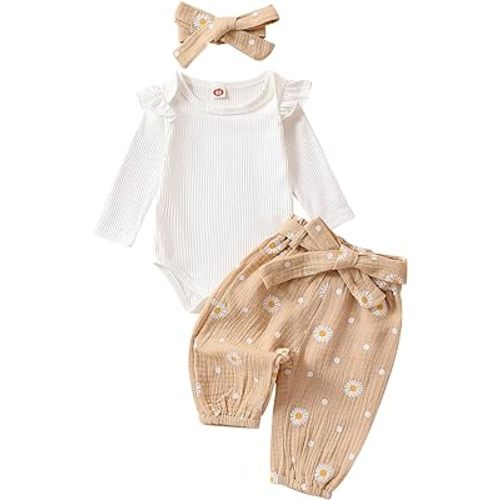 Mubineo Baby Girl Clothes Outfits Cute Flower Romper Daisy Pant Fall Winter Newborn Outfit Sets