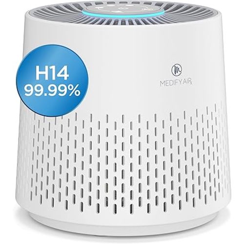 Medify MA-12 PRO Air Purifier with True HEPA H13 Filter | 405 ft² per Hour for Smoke, Odors, Pollen, Pets | Removal to 0.1 Microns | White, 1-Pack