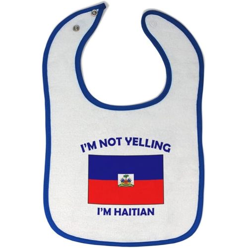 Toddler & Baby Bibs Burp Cloths Not Yelling I'm Not Yelling I Am Haitian Haiti Countries Cotton Baby Items for Baby Girl & Boy White Royal Blue Design Only