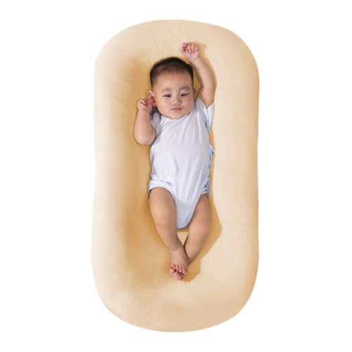 Saanerueen Baby Lounger, Baby Lounger for Newborn, Soft Breathable Washable Infant Lounger for Baby Home and Travel (Beige, 0-12 Months)